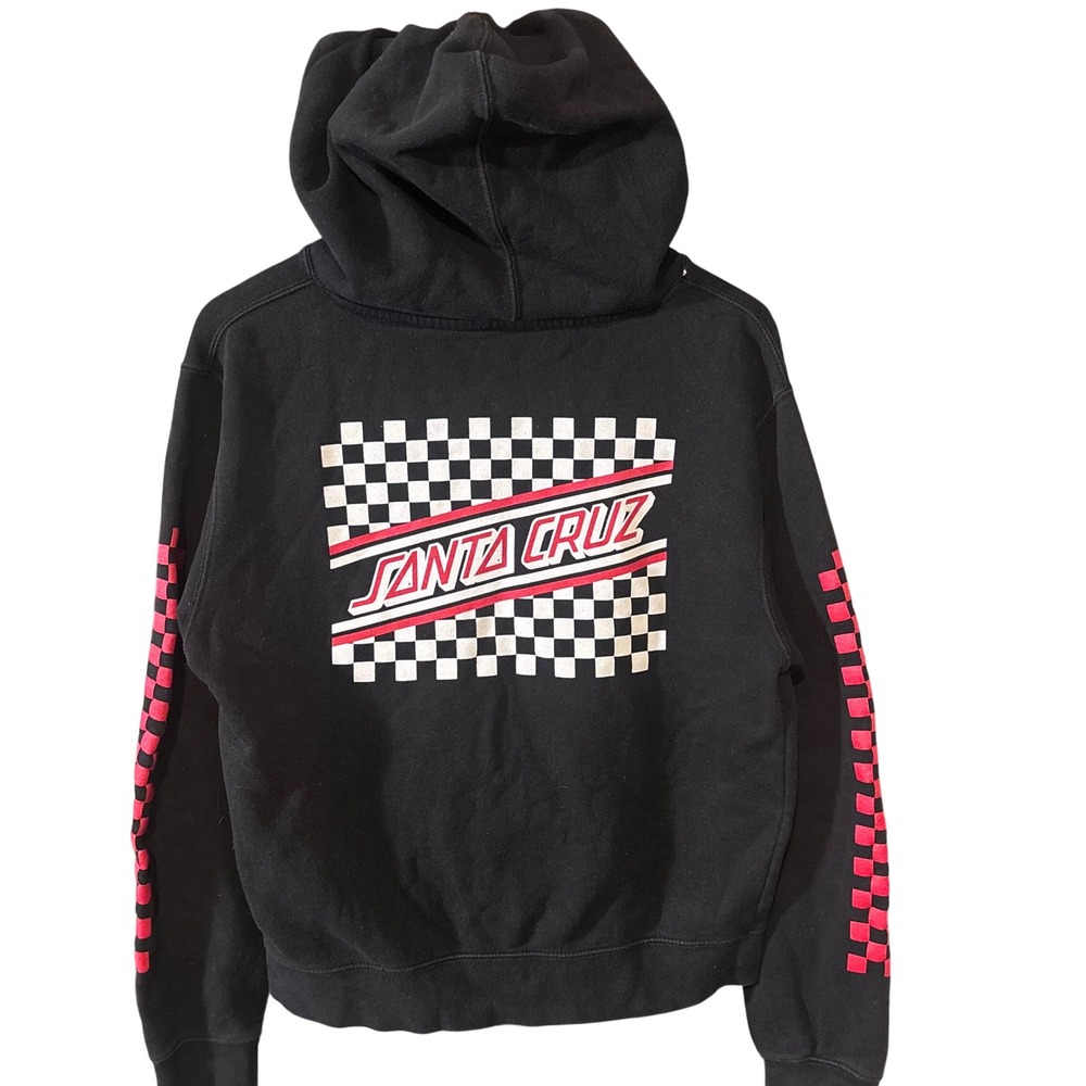 Y2K Santa Cruz Skateboards Hoodie Black Checkerboard Skate Punk 20